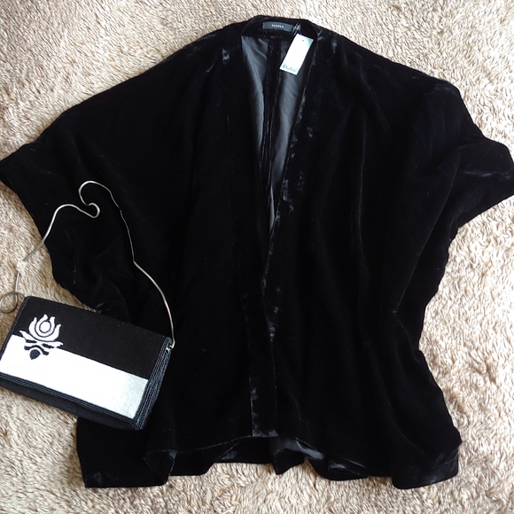 Walborg Vintage 60s Black White Beaded Purse Lotus - Picture 7 of 7